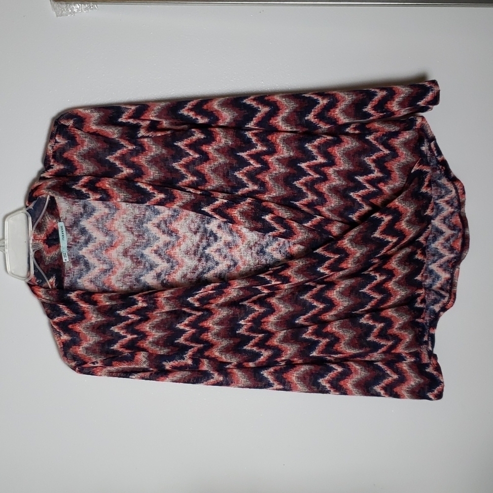 Maurices Chevron print multi color cross front top. Semi sheer, women's size med